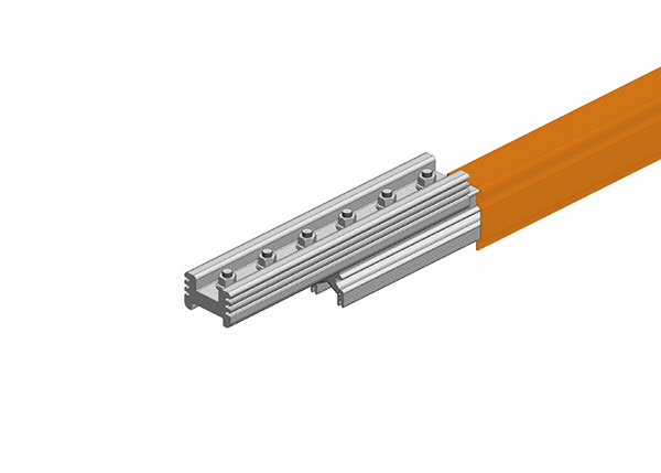 Part No. XA-50736-J Hevi-Bar II Conductor Bar, Dura Coat, 1000A, Orange PVC Cover, With Splice, 30FT Length