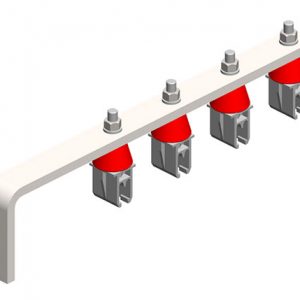 Part No. XA-51004 8-Bar, Bracket, Web, with Hanger Clamps, 4 Plastic Snap-in, w/Insulators, 3 inch OC, 15.75 inch L