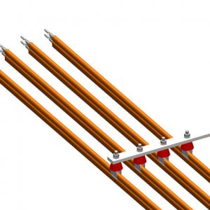 Part No. XA-51005 8-Bar, Bracket, Web, with Hanger Clamps, 4 Steel Snap-in, w/Insulators, 3 inch OC, 15.75 inch L