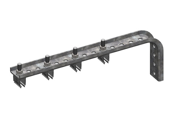 Part No. XA-51767E 8-Bar, Bracket, Web, with Hanger Clamps, 4 Steel Snap-in, 3 inch on Center, 15.5 inch L