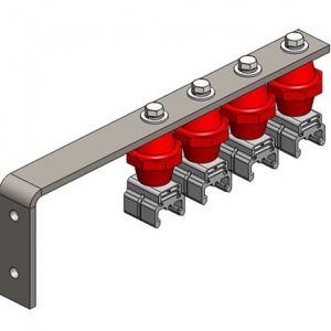 Part No. XA-51785B Hevi-Bar II, Bracket, Web, Plated, w/4 Standard Polycarbonate Hangers, w/Insulators (for 500A Only), 19.25 inch L