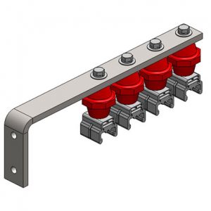 Part No. XA-51786B Hevi-Bar II, Bracket, Web, Stainless Steel, w/4 Polycarbonate Hangers, w/Insulators (for 500A Bar Only), 19.25 inch L
