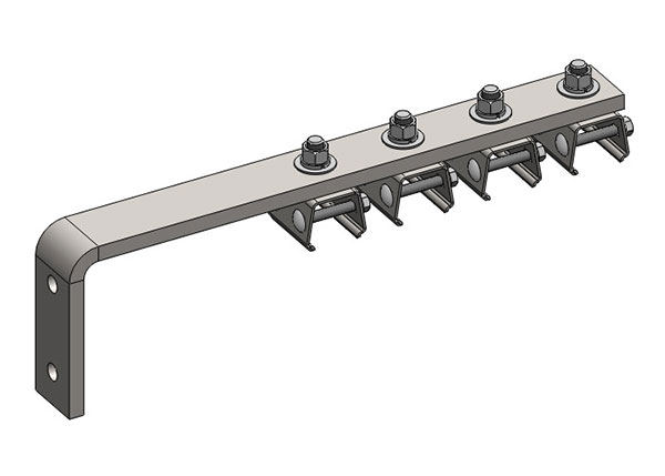 Part No. XA-51786C Hevi-Bar II, Bracket, Web, Stainless Steel, w/4 Stainless Steel Cross-bolt Hangers (for 500A Bar Only), 19.25 inch L