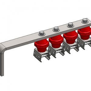 Part No. XA-51786D Hevi-Bar II, Bracket, Web, Stainless Steel, w/4 Stainless Steel Cross-bolt Hangers, w/Insulators (for 500A Bar Only), 19.25 inch L
