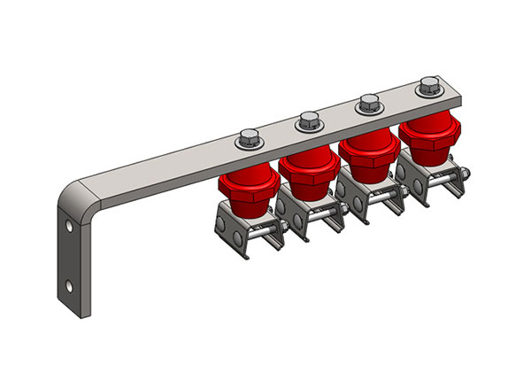 Part No. XA-51786D Hevi-Bar II, Bracket, Web, Stainless Steel, w/4 Stainless Steel Cross-bolt Hangers, w/Insulators (for 500A Bar Only), 19.25 inch L