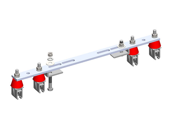 Part No. XA-51865 8-Bar, Bracket, Flange, with Hanger Clamps, Plastic Snap-in, 2+2, w/Insulators, 19 3/8 Inch L