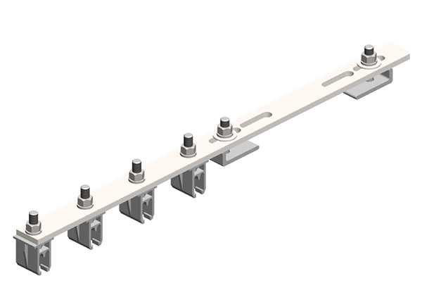 Part No. XA-51870 8-Bar, Bracket, Flange, with Hanger Clamps, Plastic Snap-in, 4 on one side, 21.75 inch L