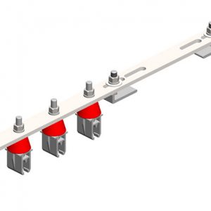 Part No. XA-51871 8-Bar, Bracket, Flange, with Hanger Clamps, Plastic Snap-in, w/Insulator, 4 on one side, 21 3/4 inch L