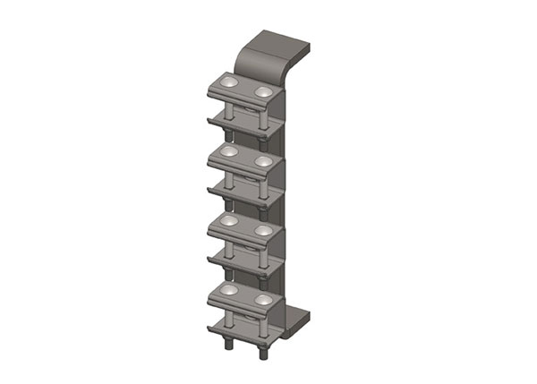 Part No. XA-51876 Hevi-Bar II, Bracket, Web, Lateral Mount, w/4 Polycarbonate Snap-In Hangers (for 700-1500A Bar)