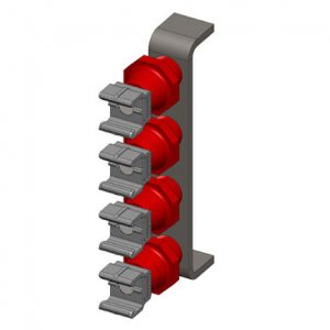 Part No. XA-51876B Hevi-Bar II, Bracket, Web, Lateral Mount, w/4 Polycarbonate Snap-In Hangers, with Insulators (for 700-1500A Bar)
