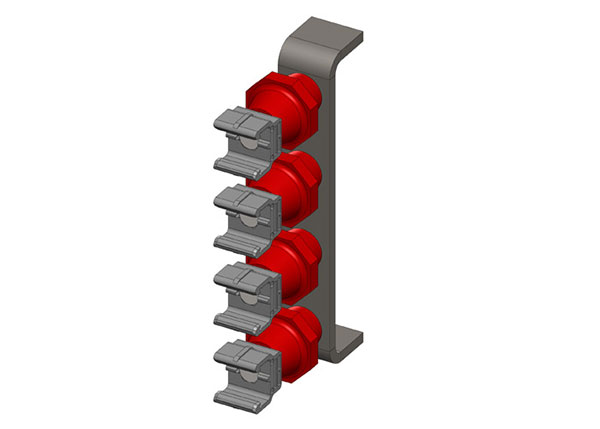 Part No. XA-51876B Hevi-Bar II, Bracket, Web, Lateral Mount, w/4 Polycarbonate Snap-In Hangers, with Insulators (for 700-1500A Bar)