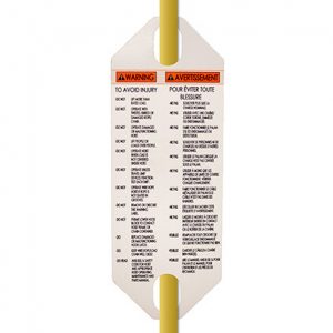 Part No. XA-568706 Push Button Pendants, Operator Warning Tag, English, French, Spanish, Portuguese